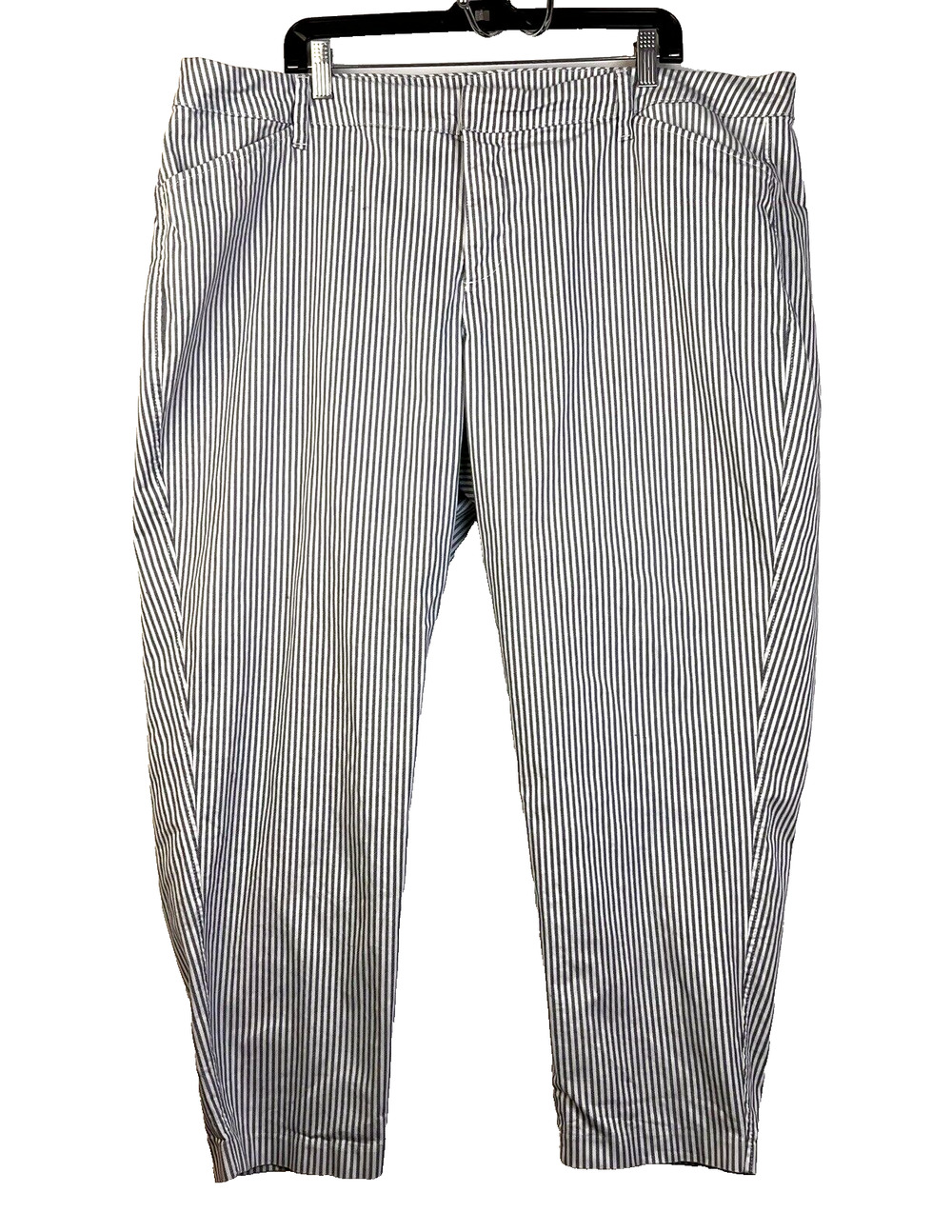 Old Navy Pixie Pants Women's 22 Long Black White Stripe Casual Work